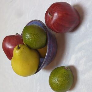 Decorative 3" Realistic Plastic Fruit Apple Pear Lime Set of 6